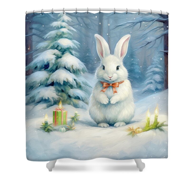Digital Shower Curtain featuring the digital art Christmas in the Forest by Jutta Maria Pusl