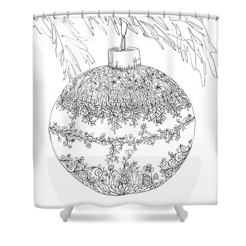 Christmas Ornament Shower Curtain featuring the drawing Christmas Ornament - Line Art Drawing by Patricia Awapara