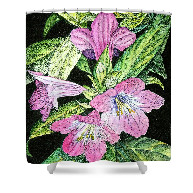 Flora Shower Curtain featuring the painting Christmas Pride by Mariarosa Rockefeller