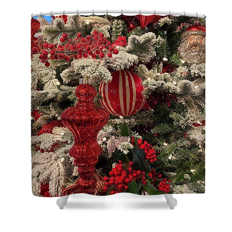 Greeting Card Shower Curtain featuring the photograph Christmas Tree by Jerry Abbott