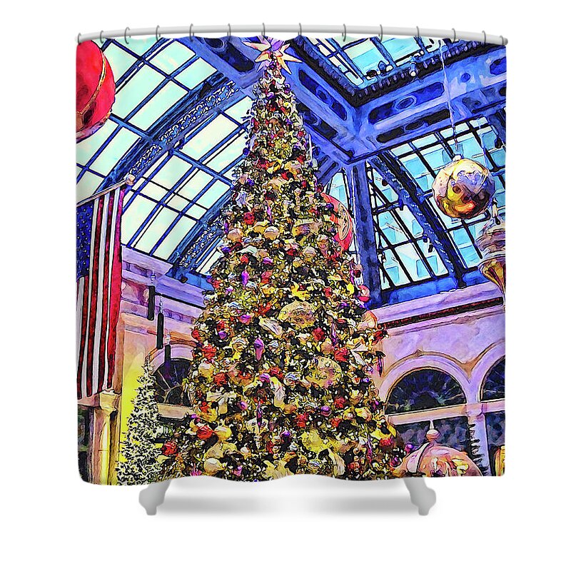 Christmas Tree Shower Curtain featuring the photograph Christmas Tree, Bellagio, Las Vegas by Tatiana Travelways