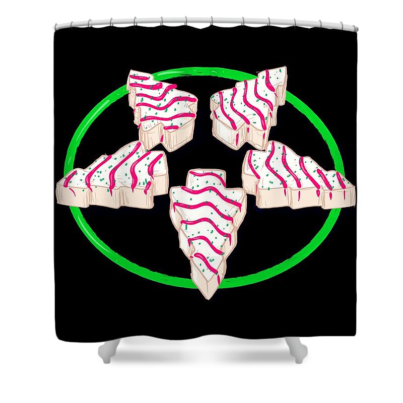 Debbie Shower Curtain featuring the drawing Christmas Tree Cake-Ogram by Ludwig Van Bacon