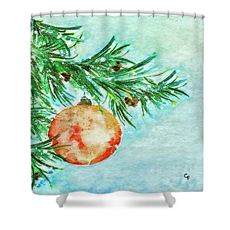 Christmas Tree Shower Curtain featuring the mixed media Christmas Wishes by Cara Frafjord