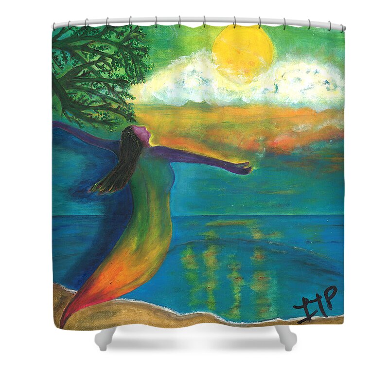 Awakening Shower Curtain featuring the painting Chronicles of an Awakening Soul by Esoteric Gardens KN