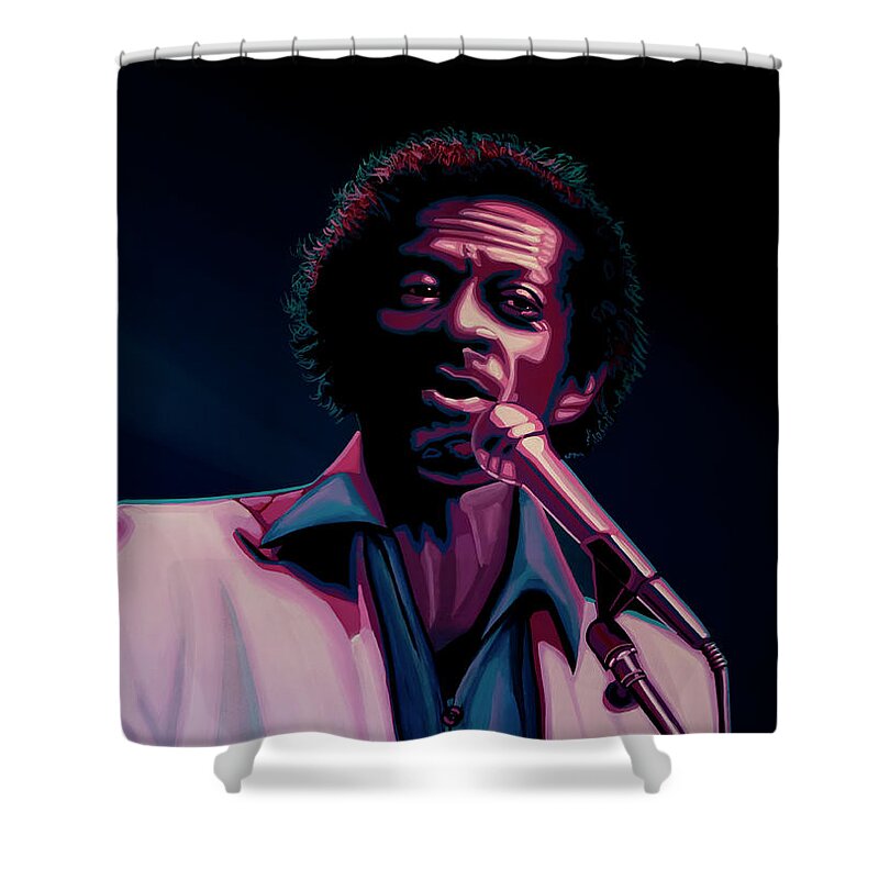 Chuck Berry Shower Curtain featuring the painting Chuck Berry Painting by Paul Meijering
