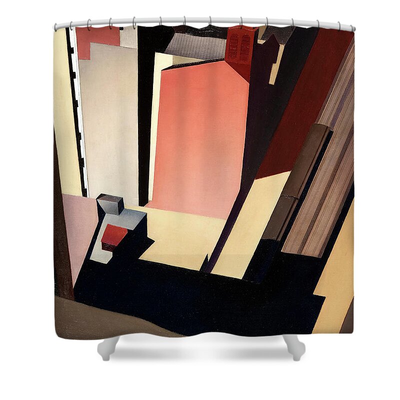 Charles Sheeler Shower Curtain featuring the painting Church Street El, 1920 by Charles Sheeler