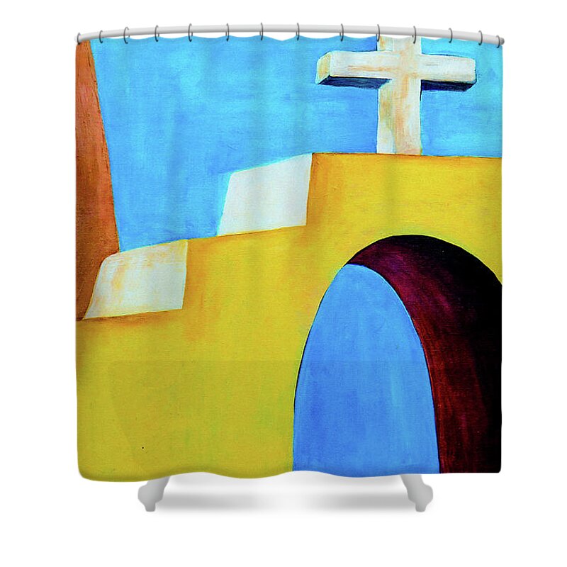 Church Shower Curtain featuring the painting Church Wall by Ted Clifton