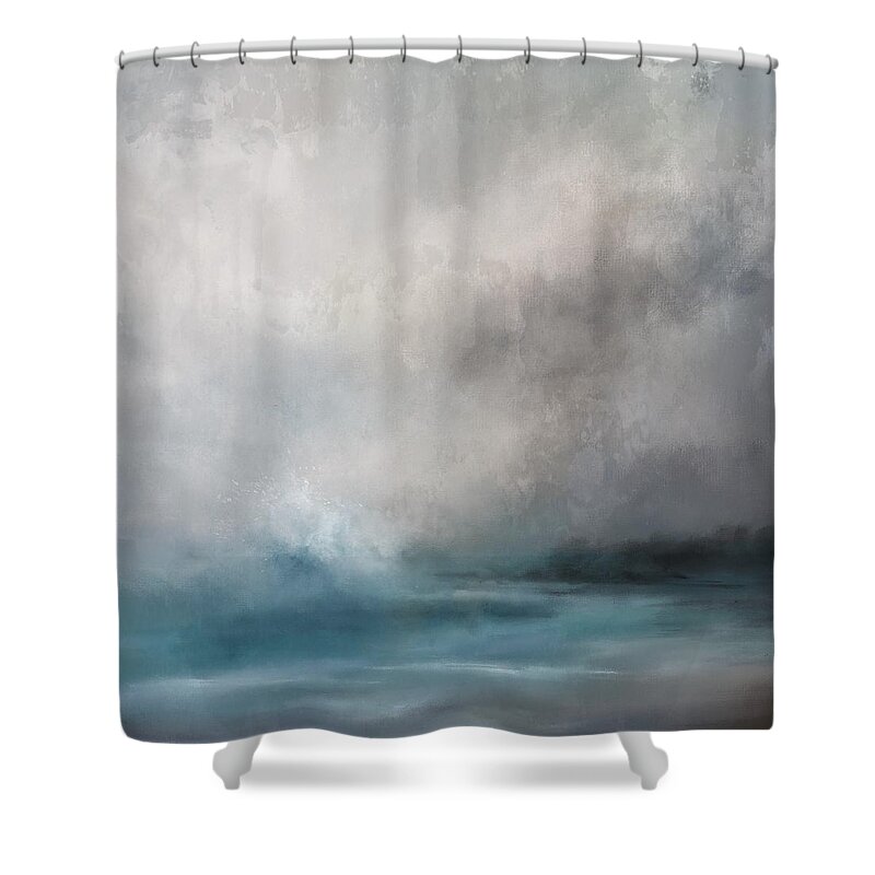 Ocean Shower Curtain featuring the painting Churning Sea by Jai Johnson