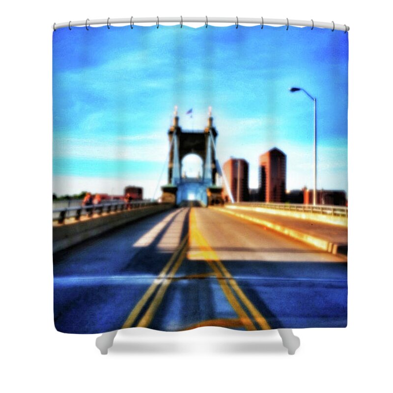  Shower Curtain featuring the photograph Cincinnati Pinhole Bridge by Al Harden