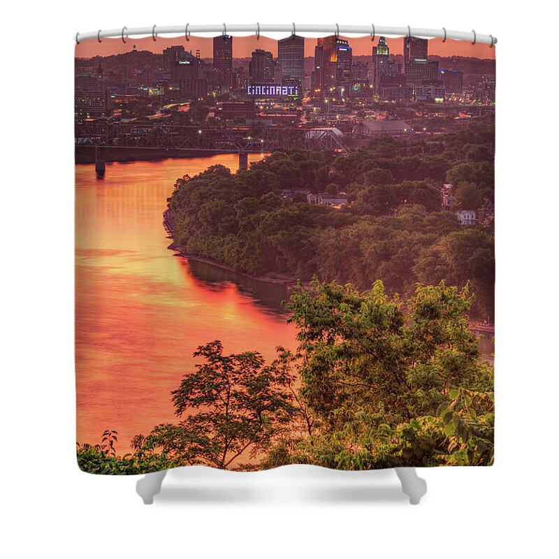 America Shower Curtain featuring the photograph Cincinnati Sunrise From Mount Echo Park by Gregory Ballos