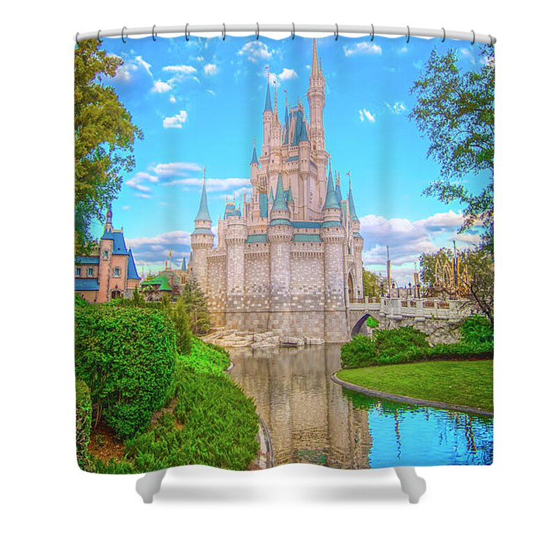 Magic Kingdom Shower Curtain featuring the photograph Cinderella's Castle by Mark Andrew Thomas