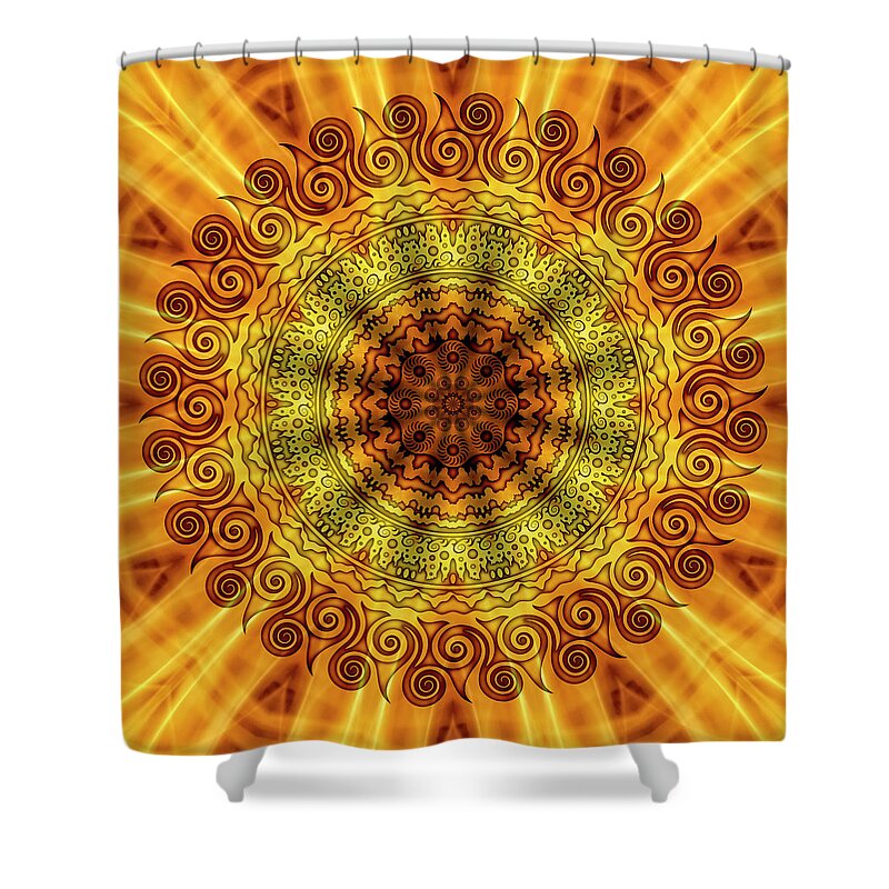 Celestial Mandala Shower Curtain featuring the digital art Circadian Rhythm by Becky Titus