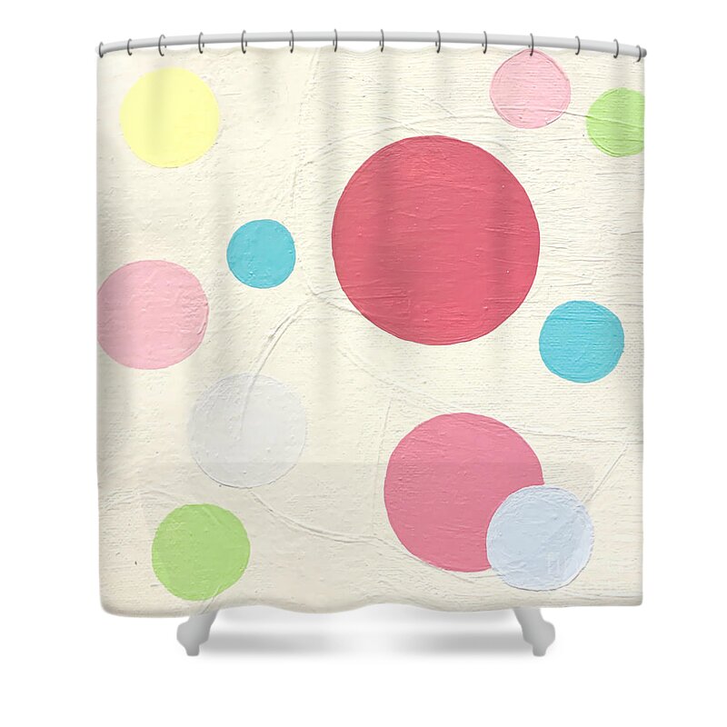 Colorful Circles Shower Curtain featuring the painting Circles by Christie Olstad