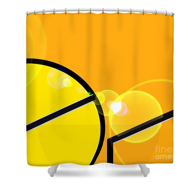 Digital Shower Curtain featuring the digital art Circles, Lines Abstract by Kae Cheatham
