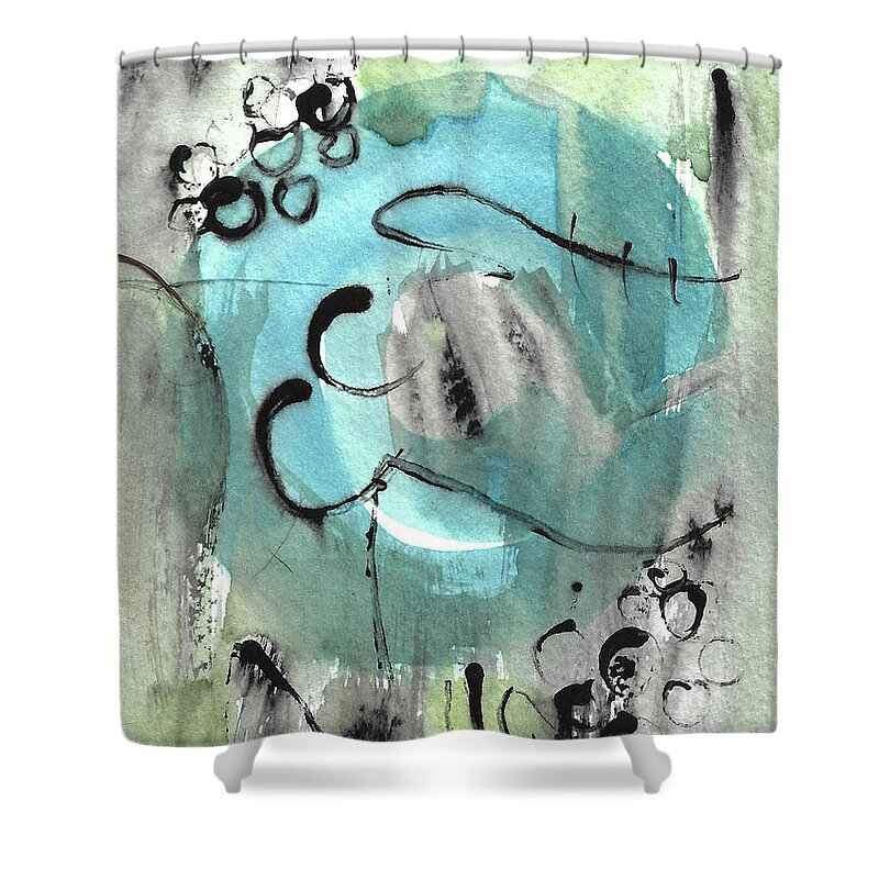 Circling Round The Blues Shower Curtain featuring the painting Circling Round the Blues by Kandy Hurley