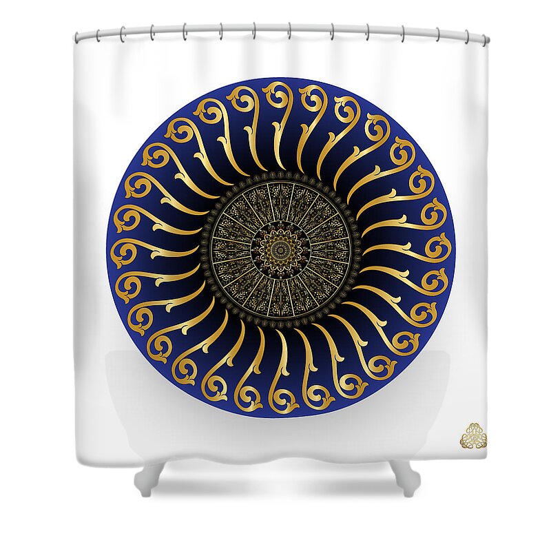 Abstract Graphic Mandala Shower Curtain featuring the digital art Circumplexical No 4130 by Alan Bennington