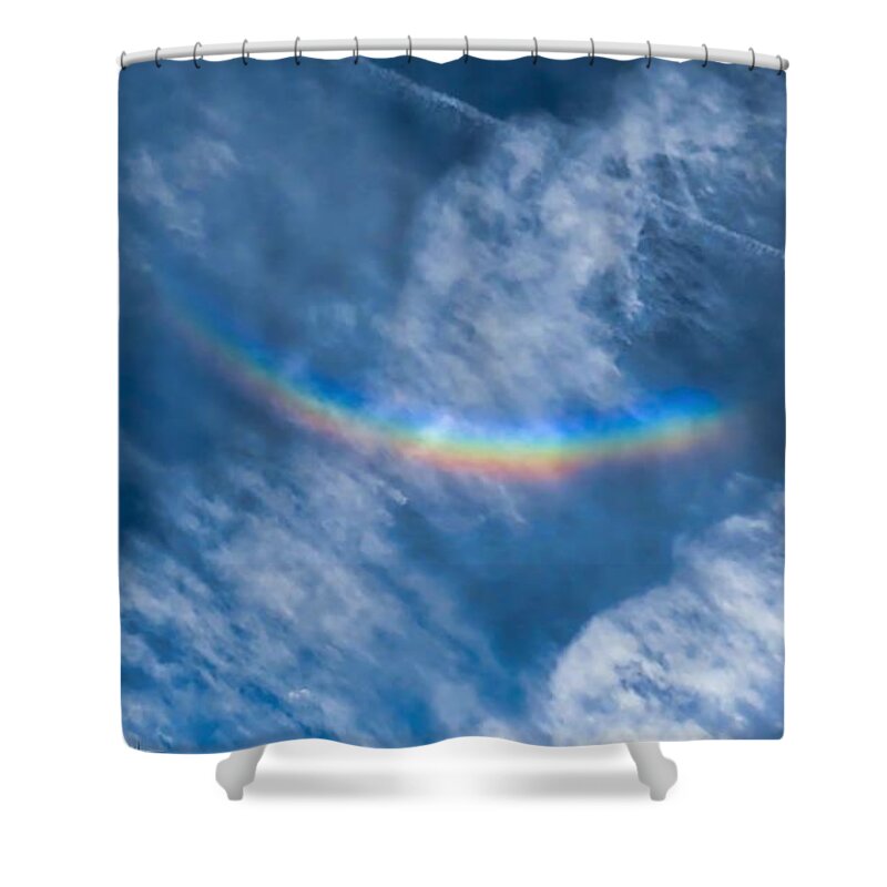Radiant Shower Curtain featuring the photograph Circumzenithal Arc and Contrail by Judy Kennedy