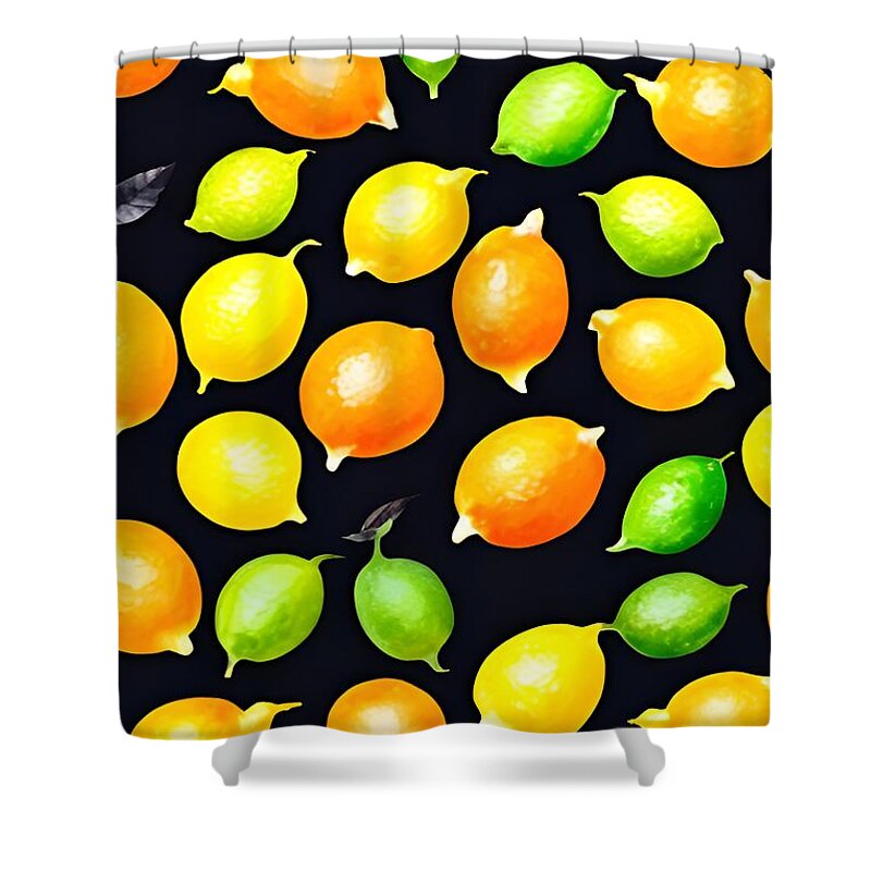 Lemonsandlimes Shower Curtain featuring the painting Citrus Art by Bonnie Bruno
