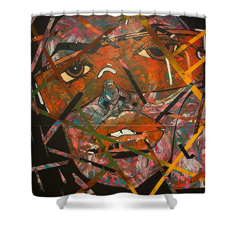 Abstract Expressionism Shower Curtain featuring the painting City Gurl by Julius Hannah