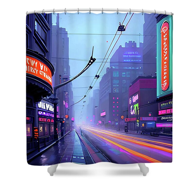City Shower Curtain featuring the digital art Cityscapes 17 by Fred Larucci