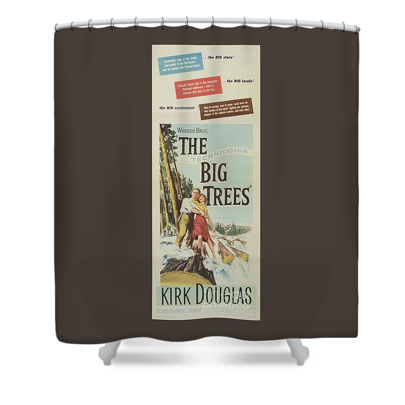 The Shower Curtain featuring the painting Classic Movie Poster - The Big Trees by Esoterica Art Agency