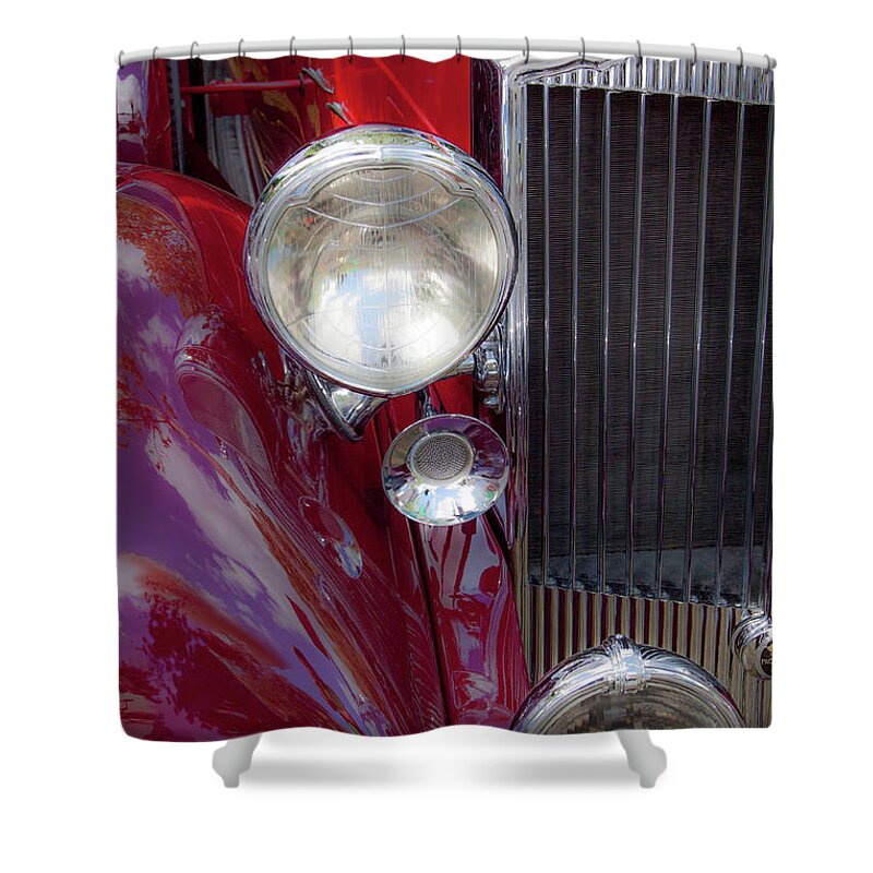 Retro Shower Curtain featuring the photograph Classic Packard Front-end by W Chris Fooshee