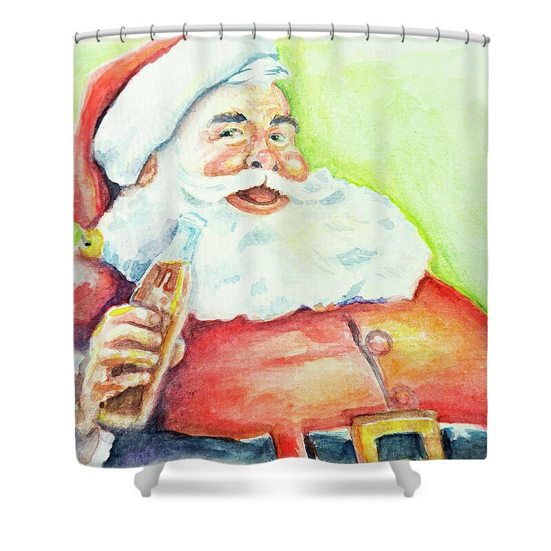 Coke Shower Curtain featuring the painting Classic Santa Clause with Coca-Cola by Brett Hardin