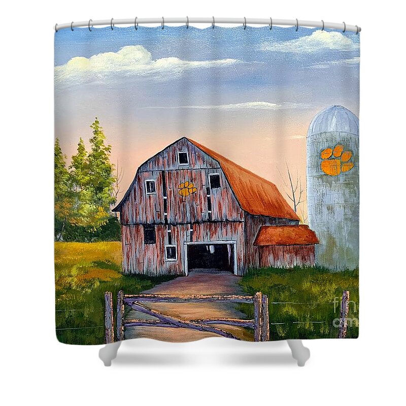 Silo Shower Curtain featuring the painting Clemson Silo by Jerry Walker