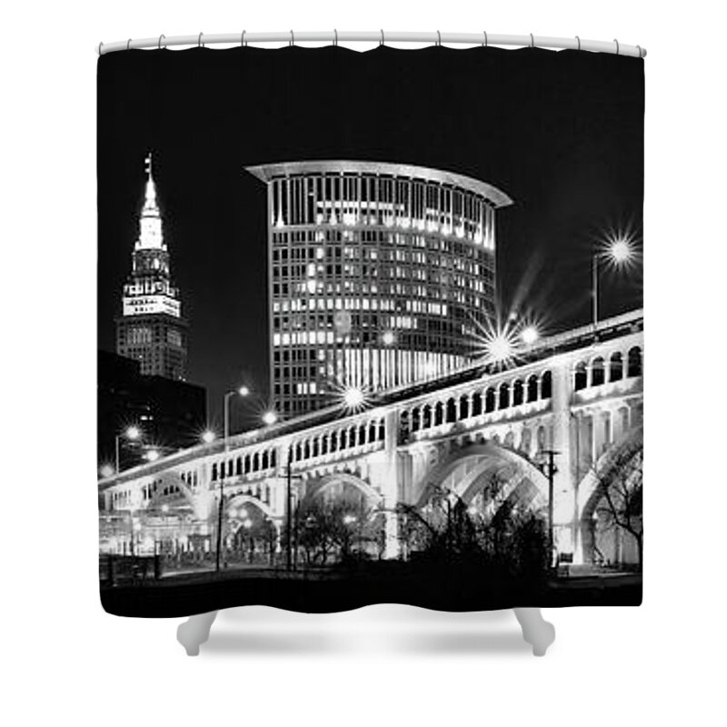 Cleveland Shower Curtain featuring the photograph Cleveland Skyline by Frozen in Time Fine Art Photography