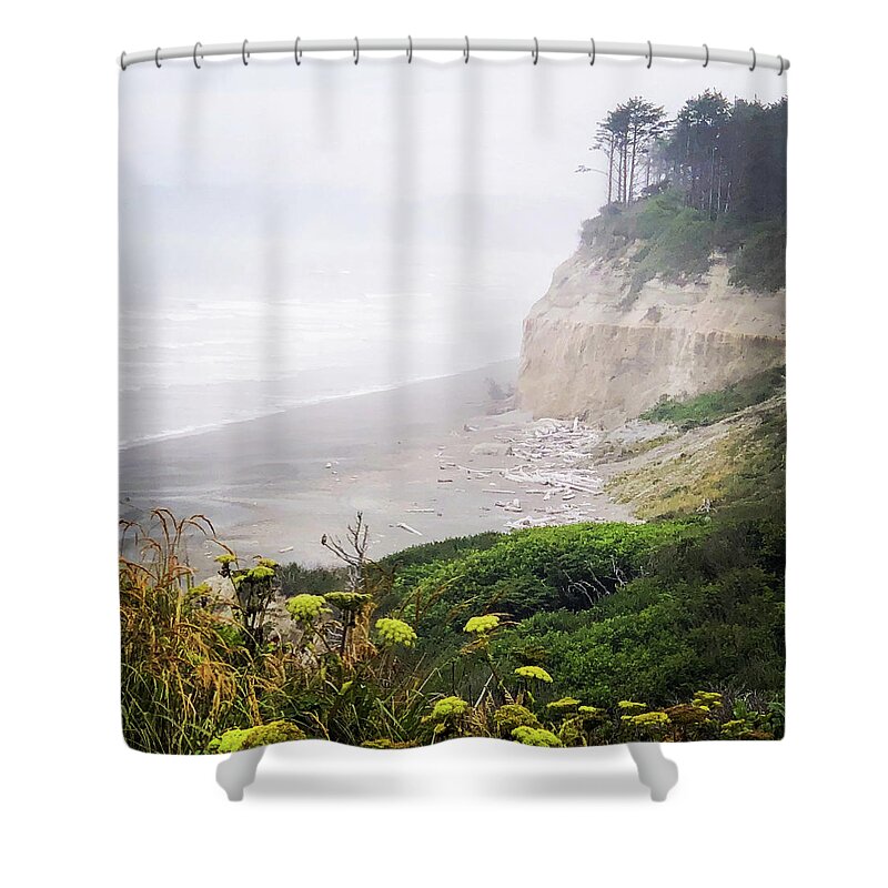 Sea Shower Curtain featuring the photograph Cliffs near Taholah, Washington by Grey Coopre