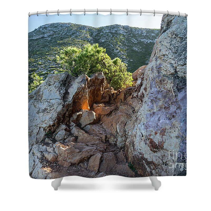 Mediterranean Coast Shower Curtain featuring the photograph Cliffs of the mediterranean coast by Adriana Mueller