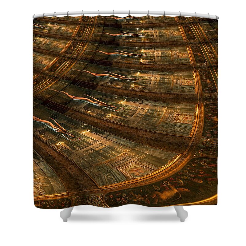Naked Shower Curtain featuring the digital art Clio's Road To Knowledge by Stephane Poirier