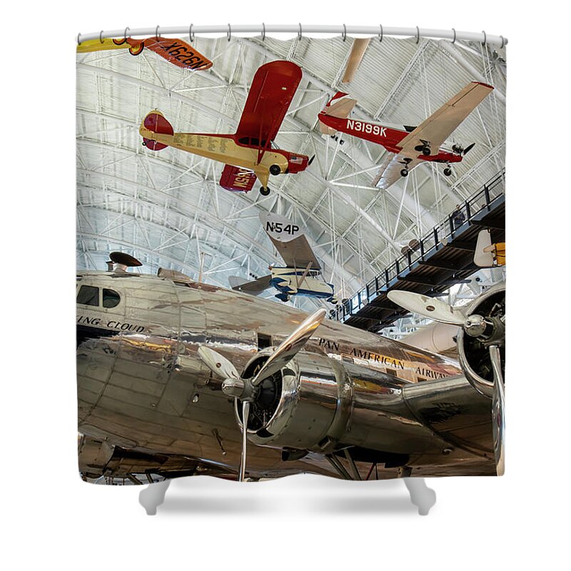 Air And Space Museum Shower Curtain featuring the photograph Clipper Flying Cloud Pan Am by Karen Foley
