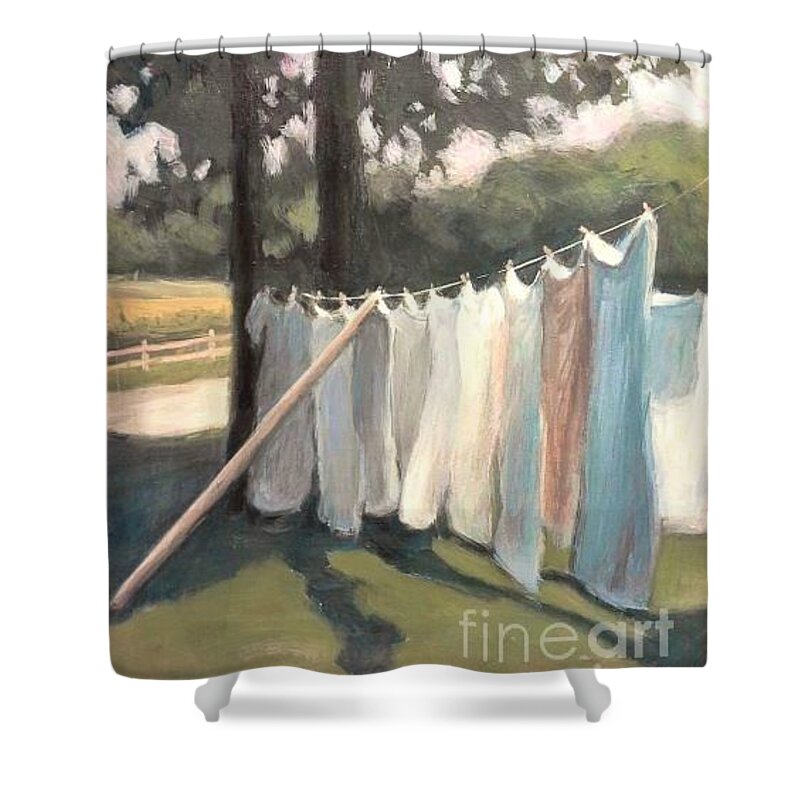 Clothes Line Dry Shower Curtain by Linda Hall Fine Art America