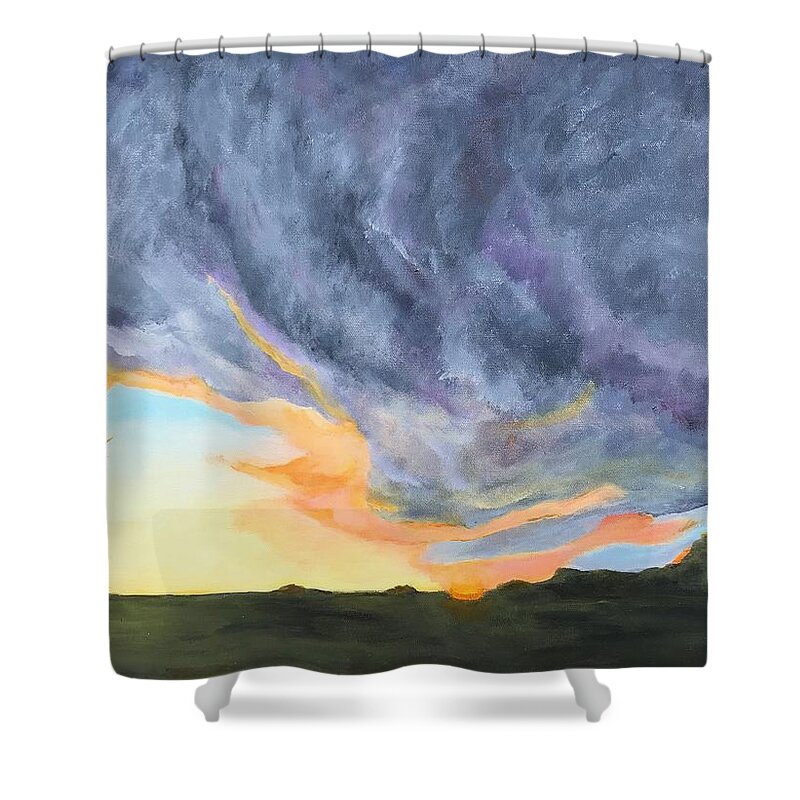 Cloud Shower Curtain featuring the painting Cloud Fury by Deborah Naves