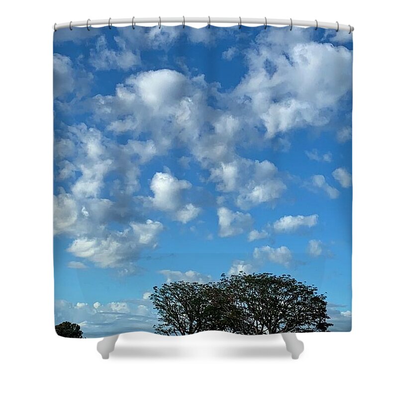 Clouds Shower Curtain featuring the photograph Clouds and Trees by Marc Bittan