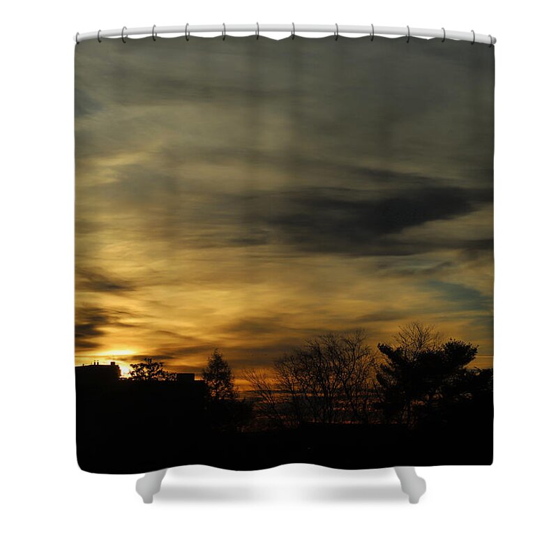 Sunrise Shower Curtain featuring the photograph Cloudy Sunrise from Rivendell February 24 2021 by Miriam A Kilmer
