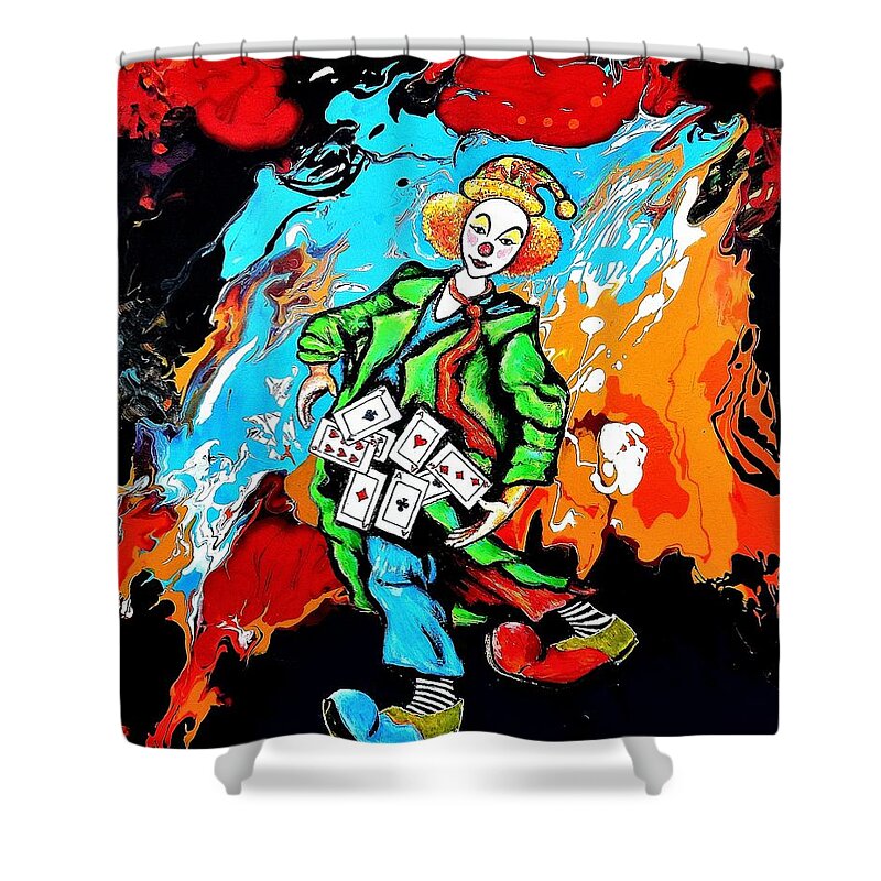 Clown Shower Curtain featuring the painting Clown by Dmitri Ivnitski