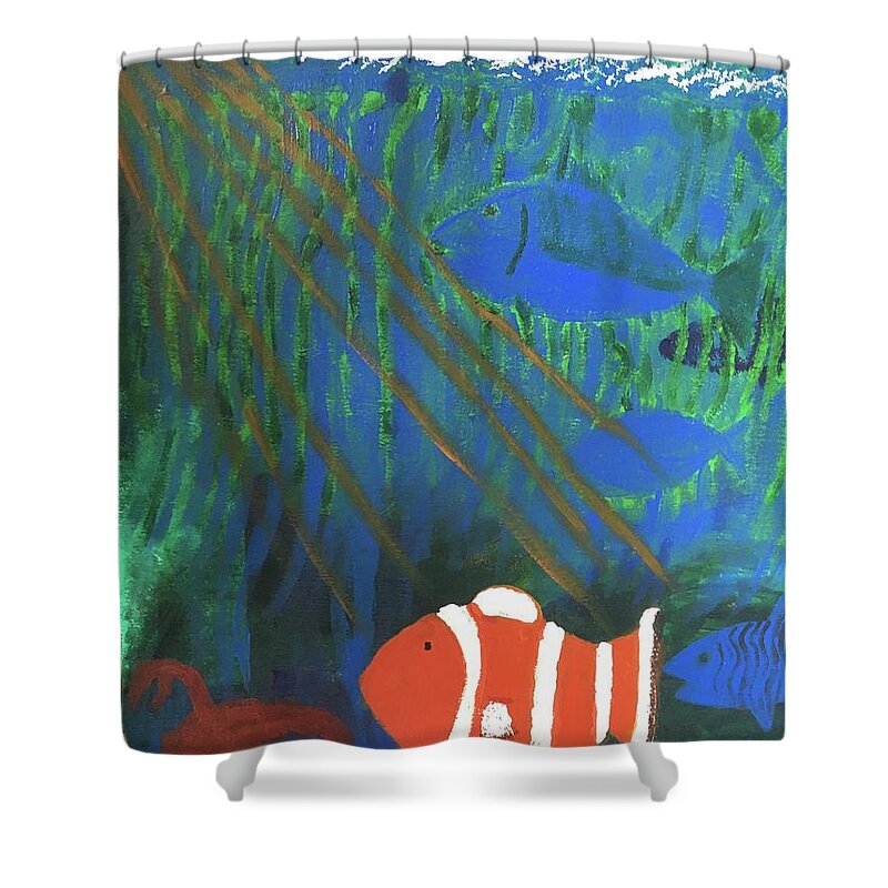  Shower Curtain featuring the digital art Clown fish by Robert Lennon