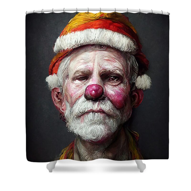 Santa Clown Shower Curtain featuring the digital art Clown Santa Clause by Trevor Slauenwhite
