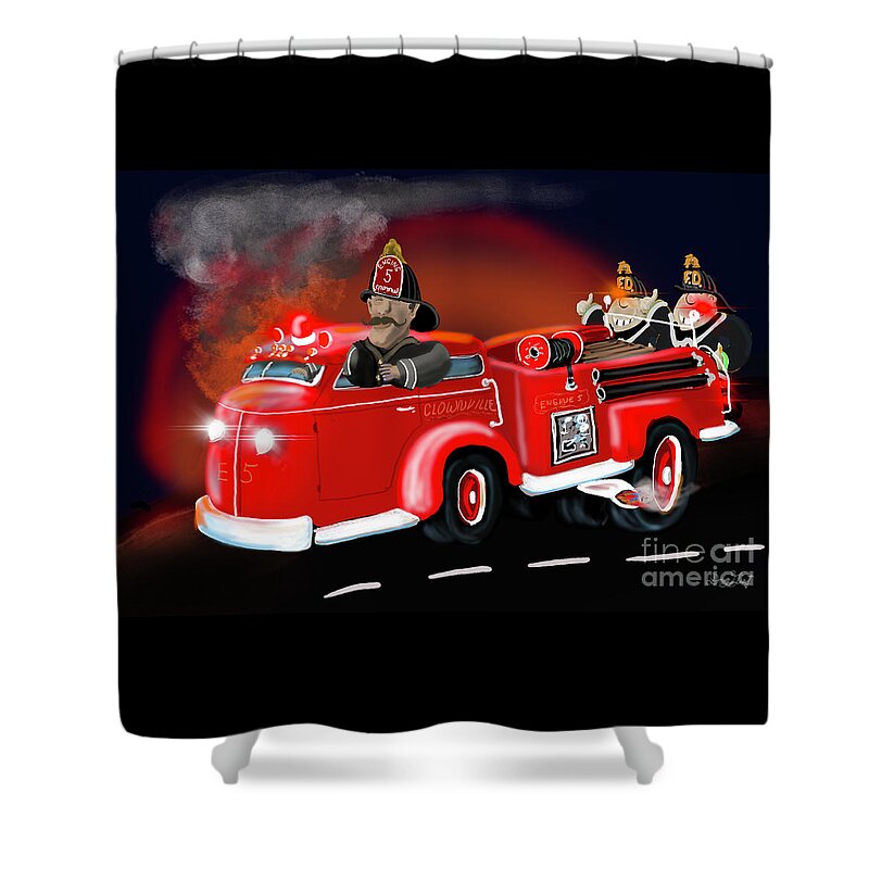 Happy Holidays Shower Curtain featuring the digital art Clownville FD by Doug Gist