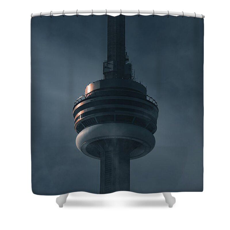 Cn Tower Shower Curtain featuring the photograph CN Tower in the Mist by Dee Potter