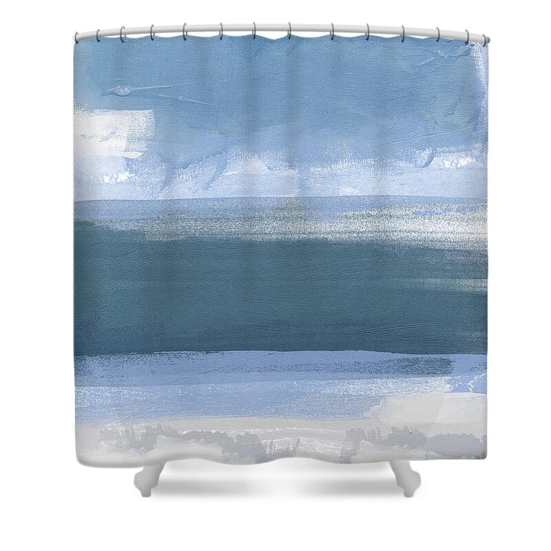 Coastal Shower Curtain featuring the painting Coastal- abstract landscape painting by Linda Woods