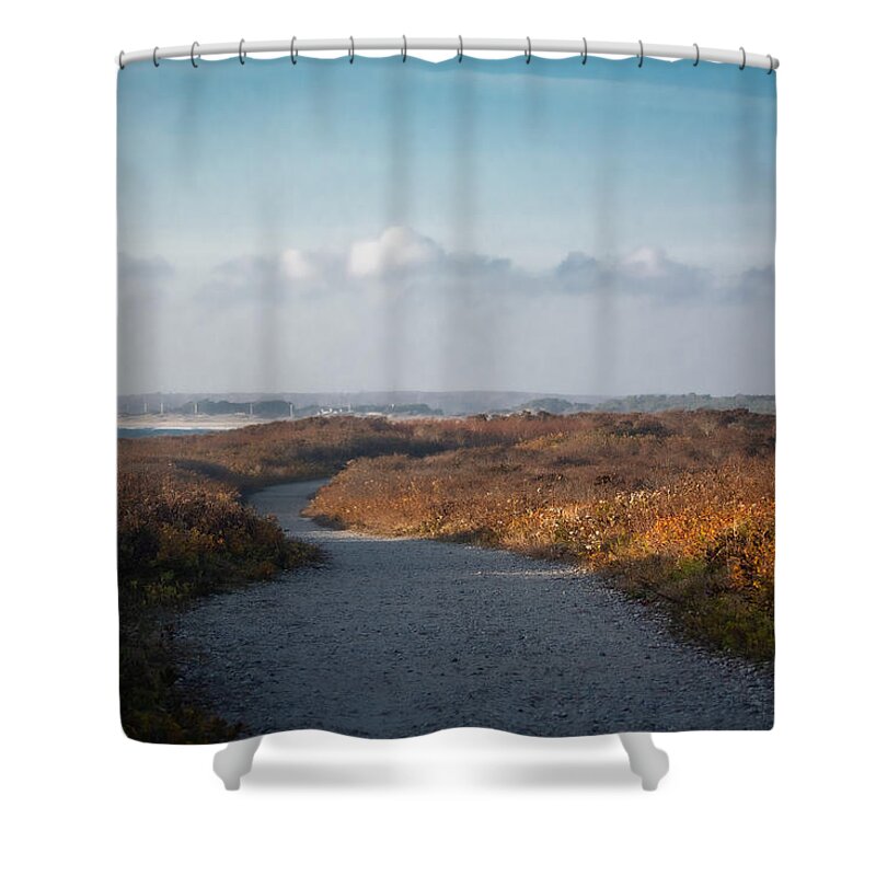 Coastal Shower Curtain featuring the photograph Coastal Autumn Gold by Linda Bonaccorsi