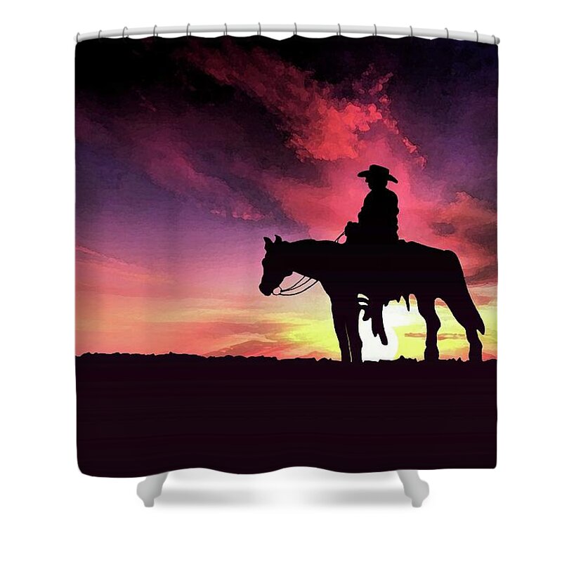 Indian Inks Shower Curtain featuring the painting Coastline Rider by Simon Read