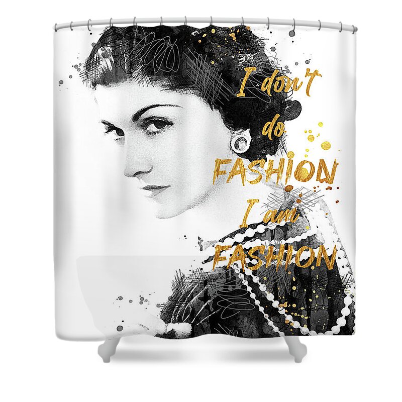 Coco Chanel black watercolor and quote 1 Shower Curtain by Mihaela Pater -  Pixels