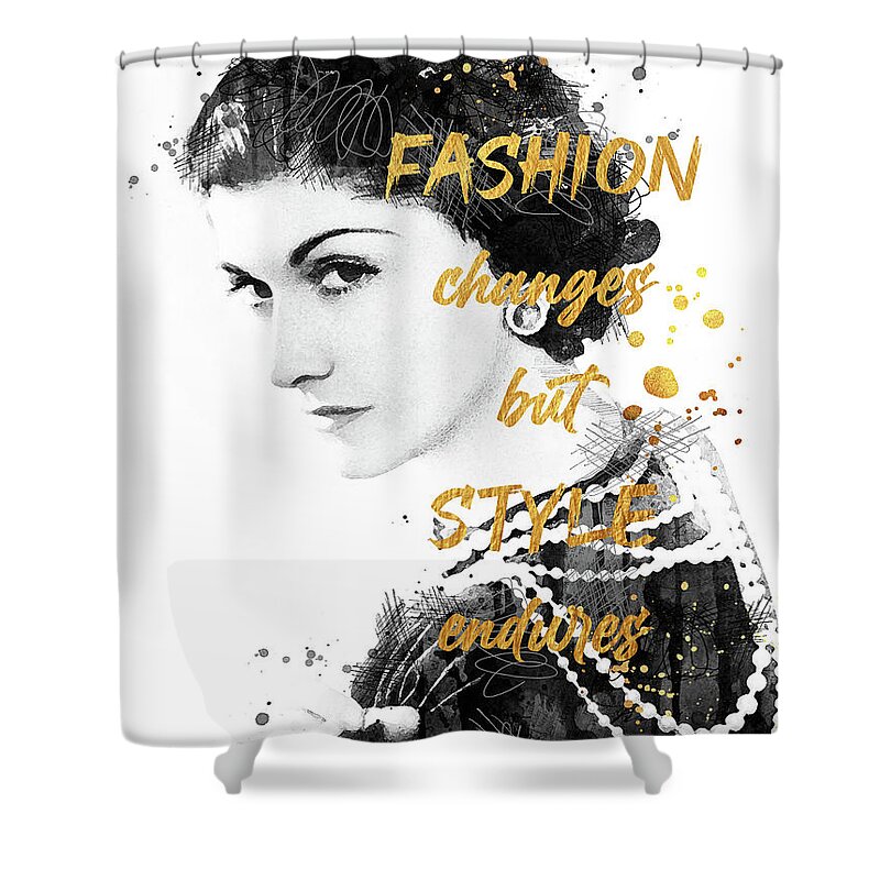 Coco Chanel black watercolor and quote 2 Shower Curtain by Mihaela Pater -  Fine Art America