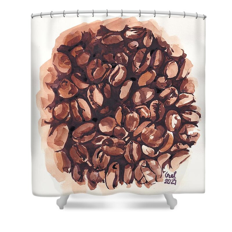 Coffee Shower Curtain featuring the painting Cofee Beans by George Cret