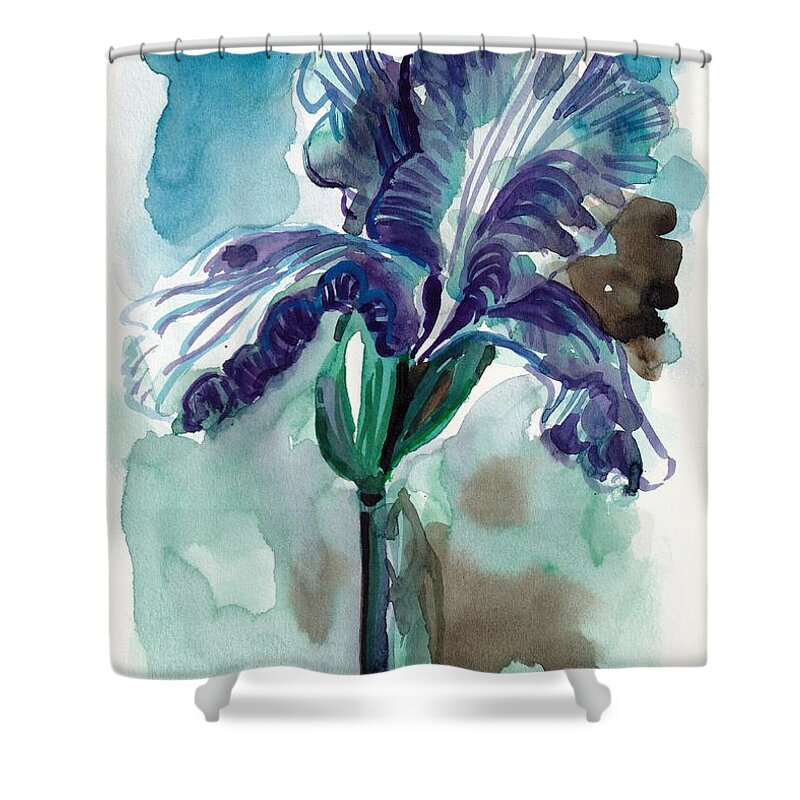 Iris Shower Curtain featuring the painting Cold Iris by George Cret