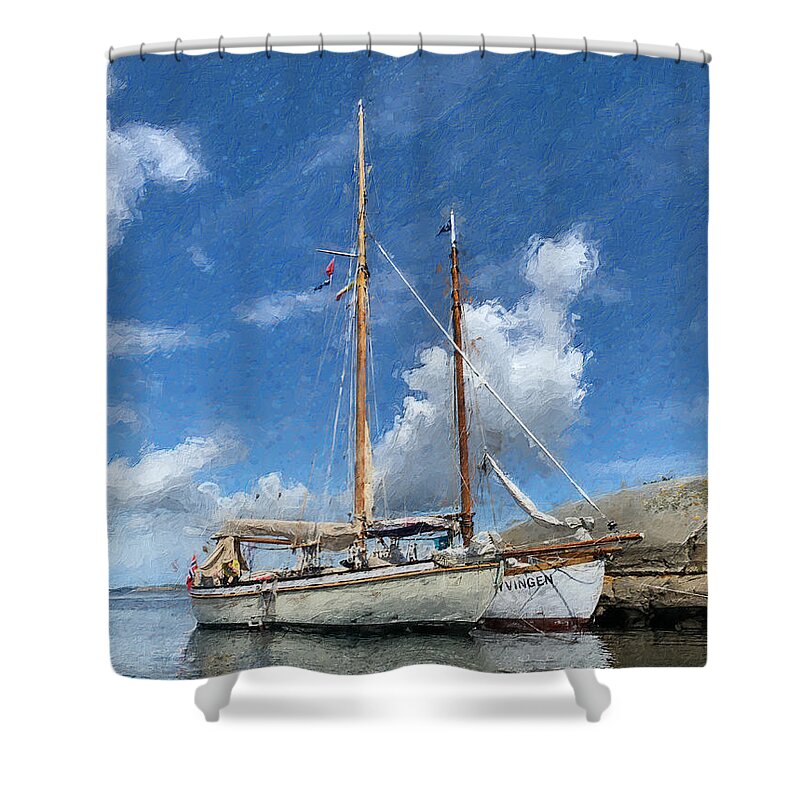 Ship Shower Curtain featuring the digital art Colin Archers by Geir Rosset